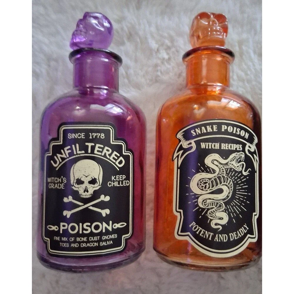 Halloween Witch Potion Bottles - Unfiltered Poison, Snake Poison, Witch's Brew
